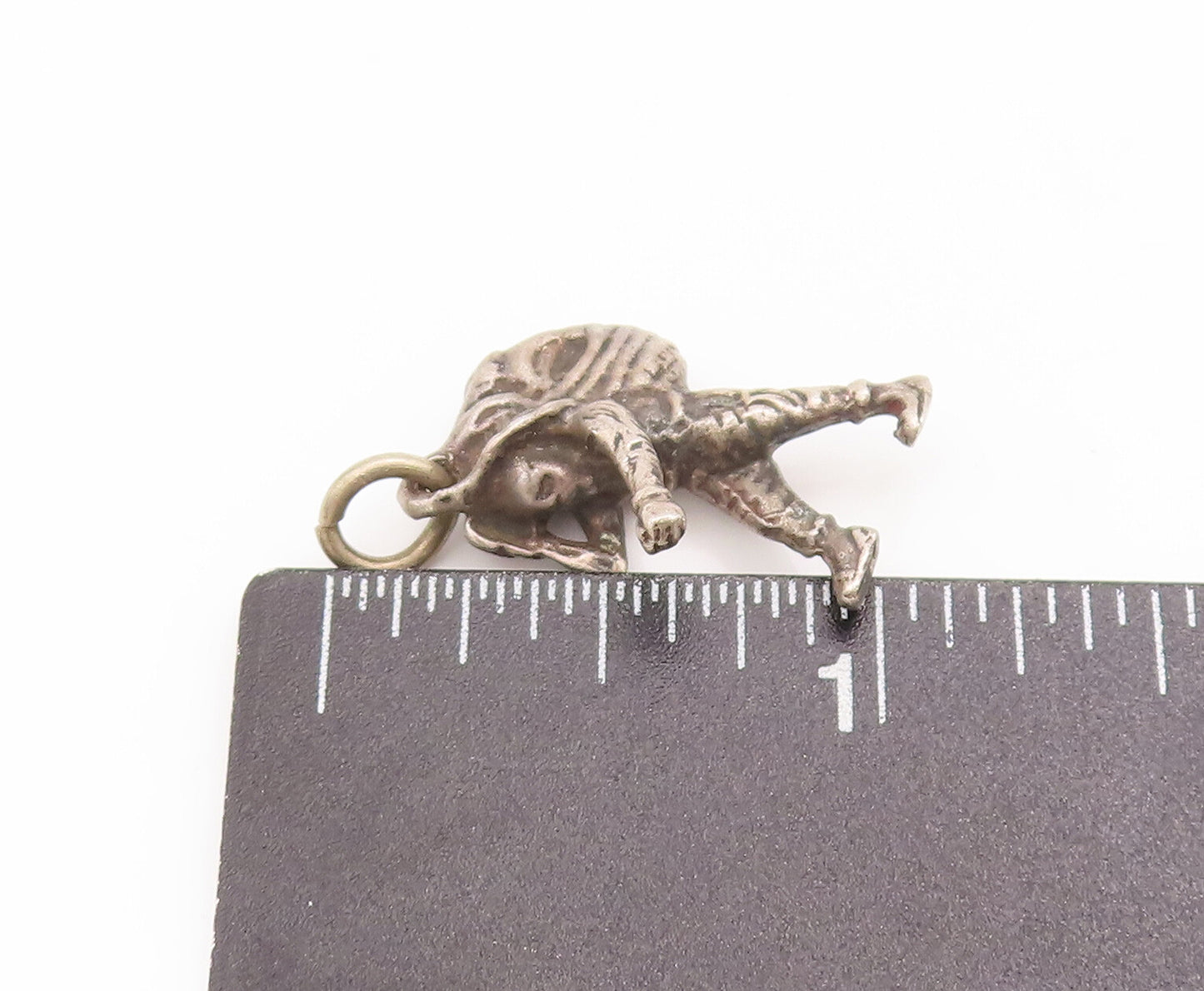 925 Sterling Silver Vintage Pendant 3D Carved Mountain Climber Man Charm PT22910