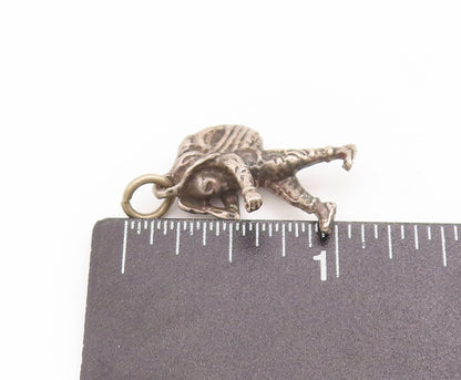 925 Sterling Silver Vintage Pendant 3D Carved Mountain Climber Man Charm PT22910