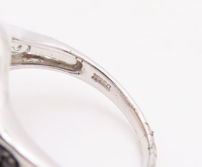 925 Sterling Silver Vintage Ring Designer White Sapphire & Spinel  Sz 7  RG30040