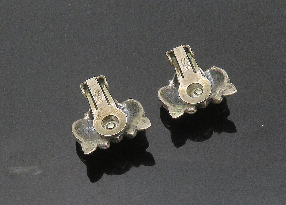 NAPIER 925 Silver  Vintage Antique Rare Roses Non Pierce Earrings  EG10371