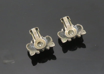 NAPIER 925 Silver  Vintage Antique Rare Roses Non Pierce Earrings  EG10371