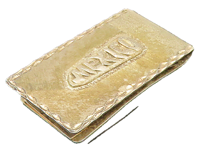 MEXICO 925 Sterling Silver Vintage Shiny Diamond Cut Pattern Money Clip TR3250