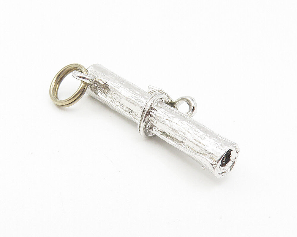 925 Sterling Silver  Vintage Petite Shiny Graduate's Diploma Pendant  PT9037