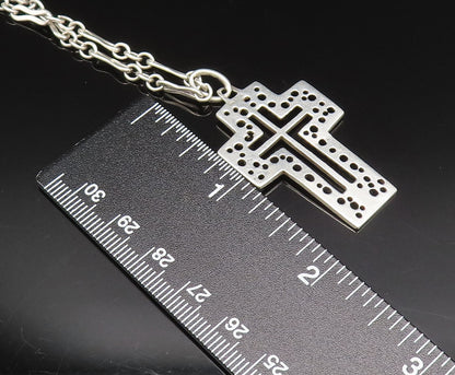 925 Silver  Vintage Open Religious Cross With Rolo Chain Necklace  NE3886