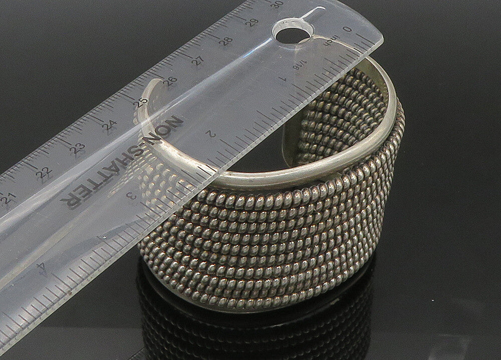925 Sterling Silver  Vintage Heavy Large Shiny Twist Cuff Bracelet  BT8814