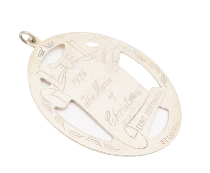 925 Sterling Silver Vintage Pendant LUNT Oval Etched Christmas Wishes  PT22725