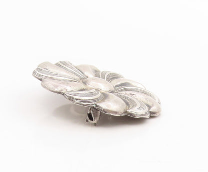 925 Sterling Silver Vintage Brooch Pin Classic Curving Botanical Flower  BP12241