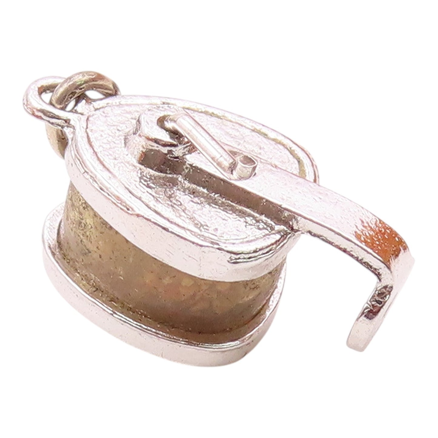 925 Sterling Silver  Vintage Shiny Spinning Fishing Rod Reel Pendant  PT17453