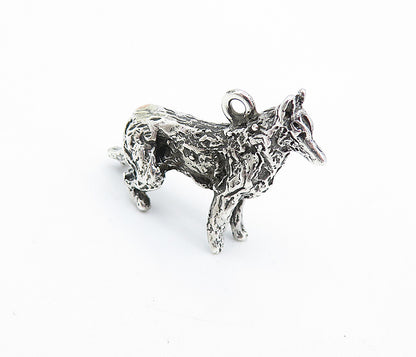 925 Sterling Silver  Vintage Petite Dark Tone Sculpted Dog Pendant  PT5258