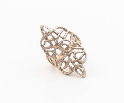 925 Sterling Silver Vintage Ring Open Celtic Knotwork Floral Band  Sz 7  RG34347