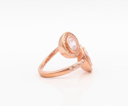 925 Sterling Silver Vintage Ring Rose Gold Plated Topaz Bypass  Sz 7  RG30073