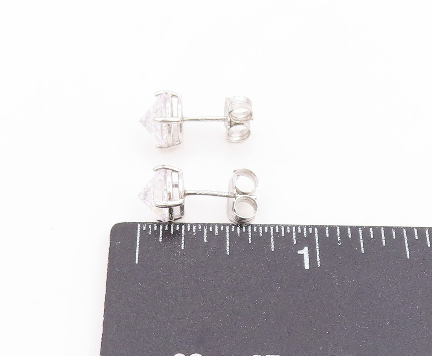 925 Sterling Silver Vintage Earrings Upside Down CZ Minimalist Studs  EG14010