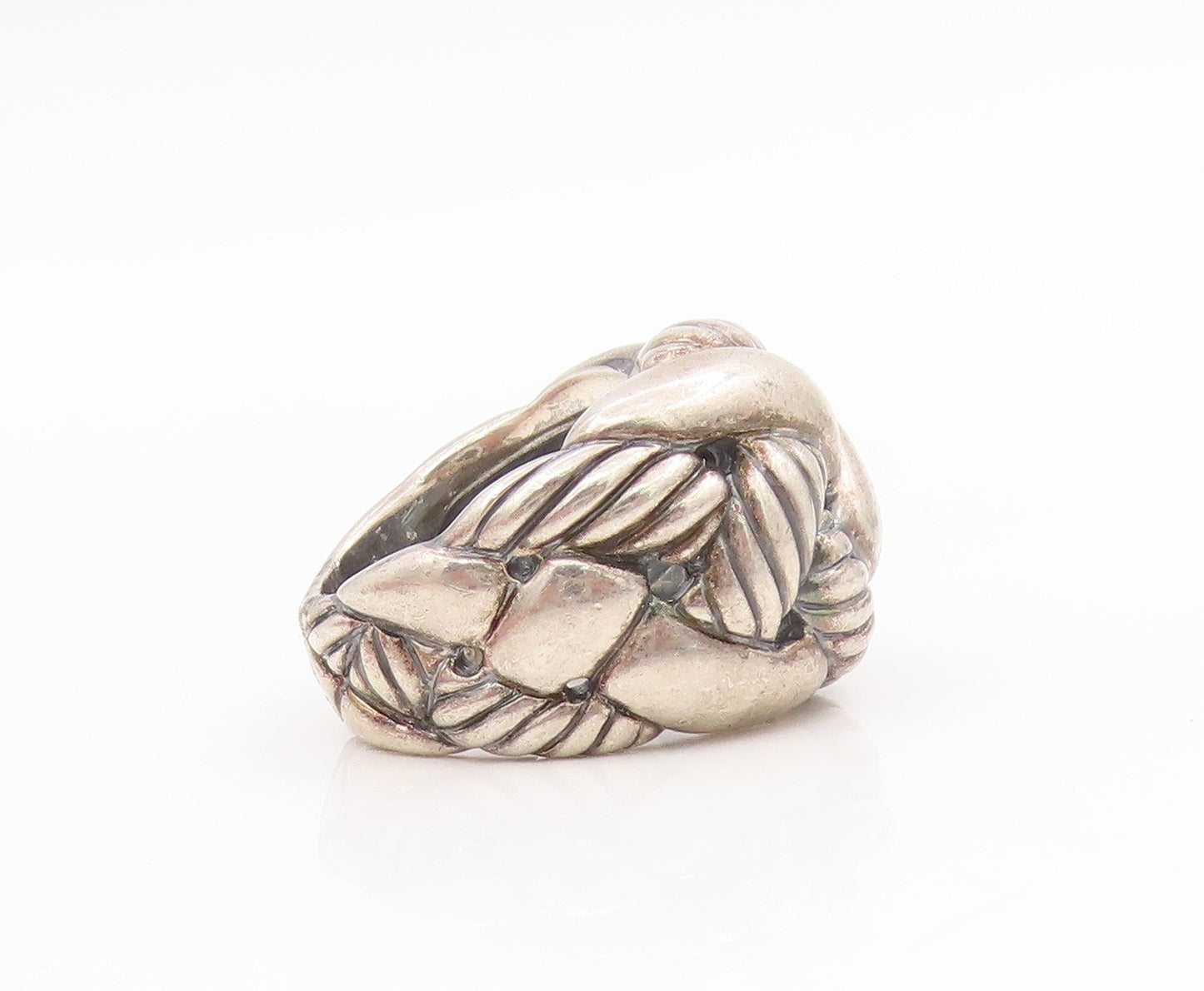925 Sterling Silver Vintage Ring Chunky Woven Braid Designer Band Sz 5.5 RG34557