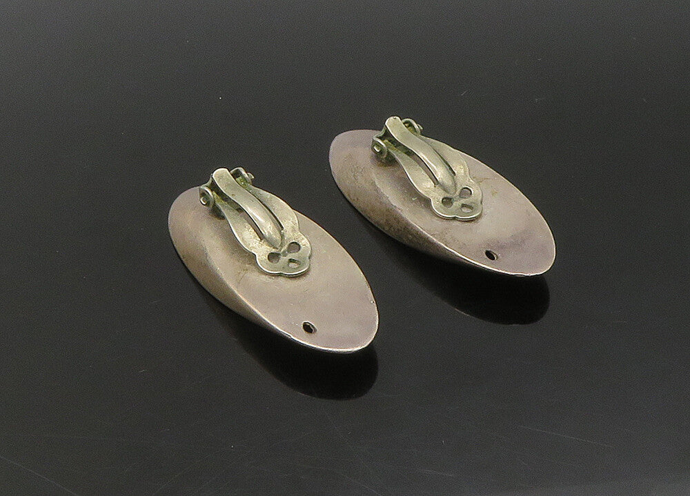 925 Sterling Silver  Vintage Smooth Hollow Non Pierce Drop Earrings  EG11351