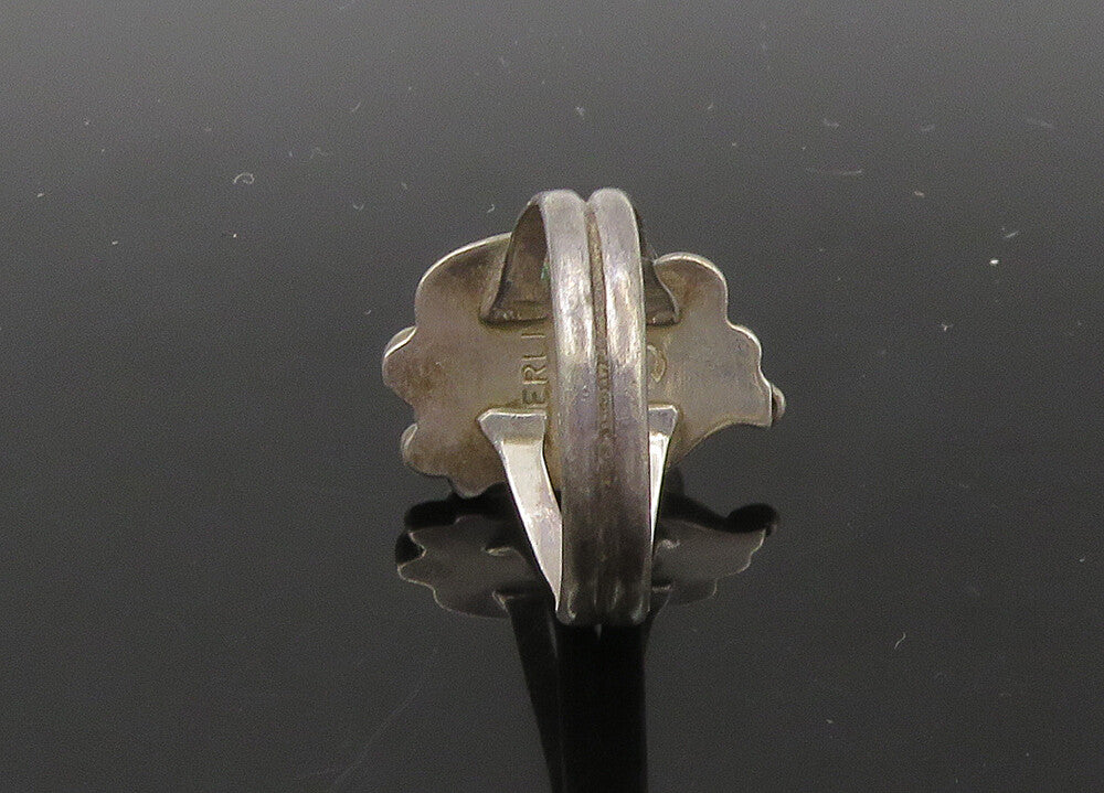 NAVAJO 925 Sterling Silver  Vintage Blue Turquoise Band Ring Sz 2  RG22759