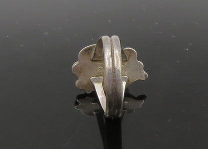 NAVAJO 925 Sterling Silver  Vintage Blue Turquoise Band Ring Sz 2  RG22759