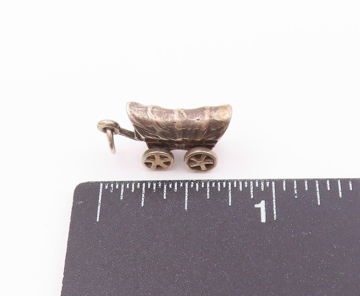 925 Sterling Silver  Vintage Petite Old Fashioned Carriage Pendant  PT18169