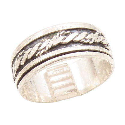 925 Sterling Silver Vintage Ring Braided Rope Spinner Band  Sz 13.5  RG34954