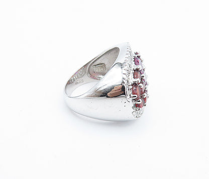 925 Sterling Silver  Red Topaz Cluster Oval Dome Cocktail Ring Sz 6  RG7647