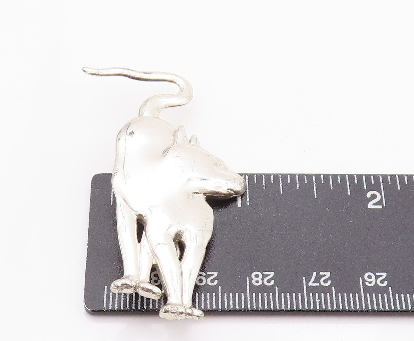 925 Sterling Silver Vintage Brooch MFA Solid Walking Cat Cutout  BP11573