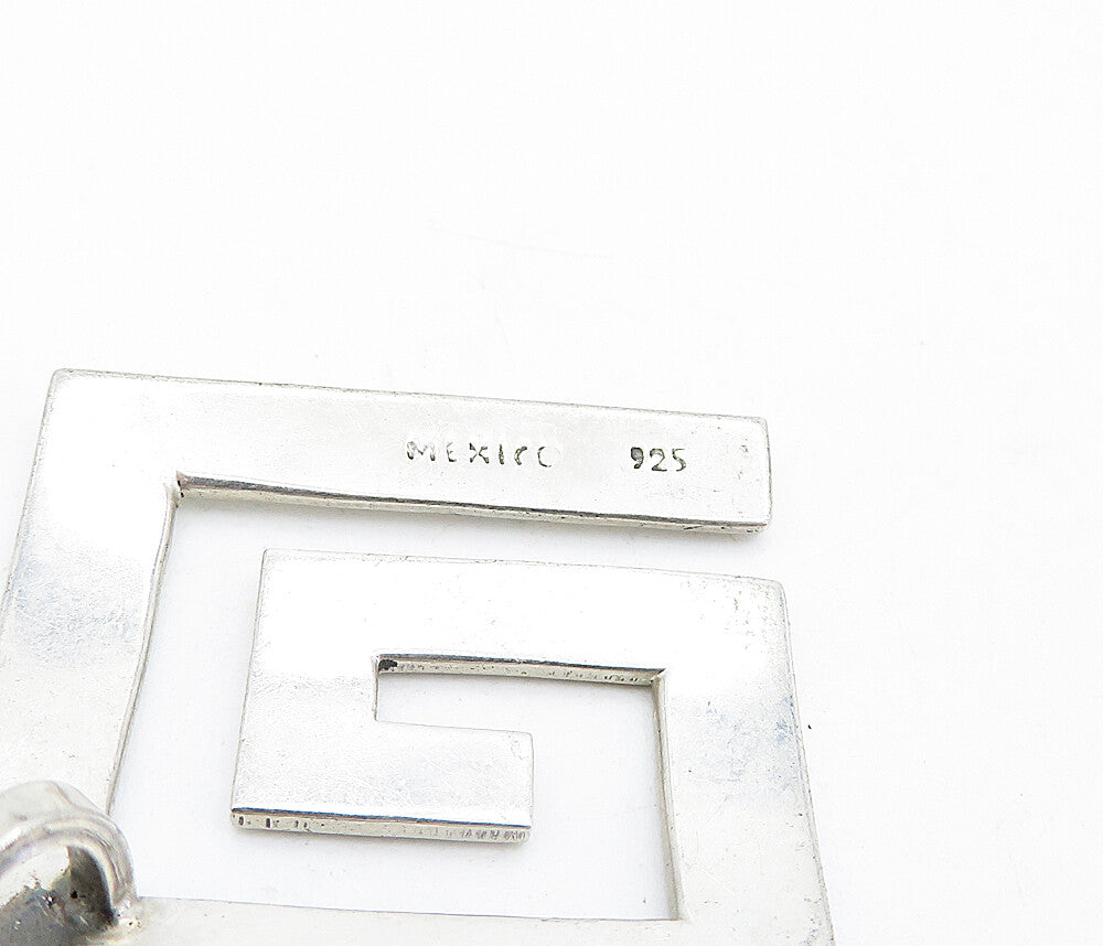 MEXICO 925 Sterling Silver  Vintage Shiny Smooth Square Spiral Pendant  PT3316
