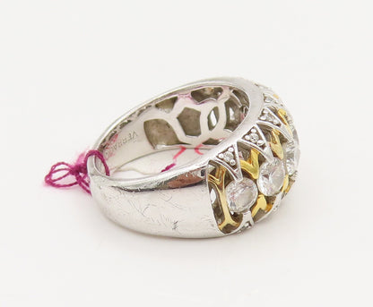 VERRAGIO 925 Silver Vintage Designer Filigree Work Topaz Ring Sz 6.25 RG26917
