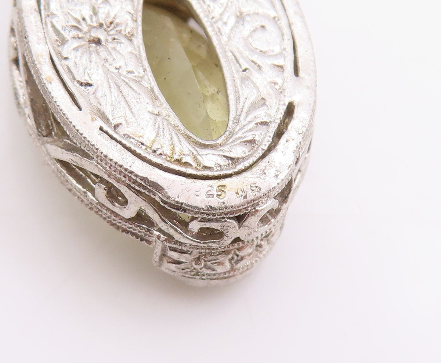 925 Sterling Silver Vintage Pendant Topaz & CZ Woven Celestial Knot  PT24918