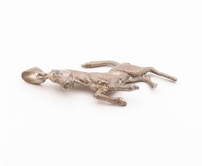 925 Sterling Silver Vintage Pendant Dark Tone Blue CZ Eyed Horse  PT24110