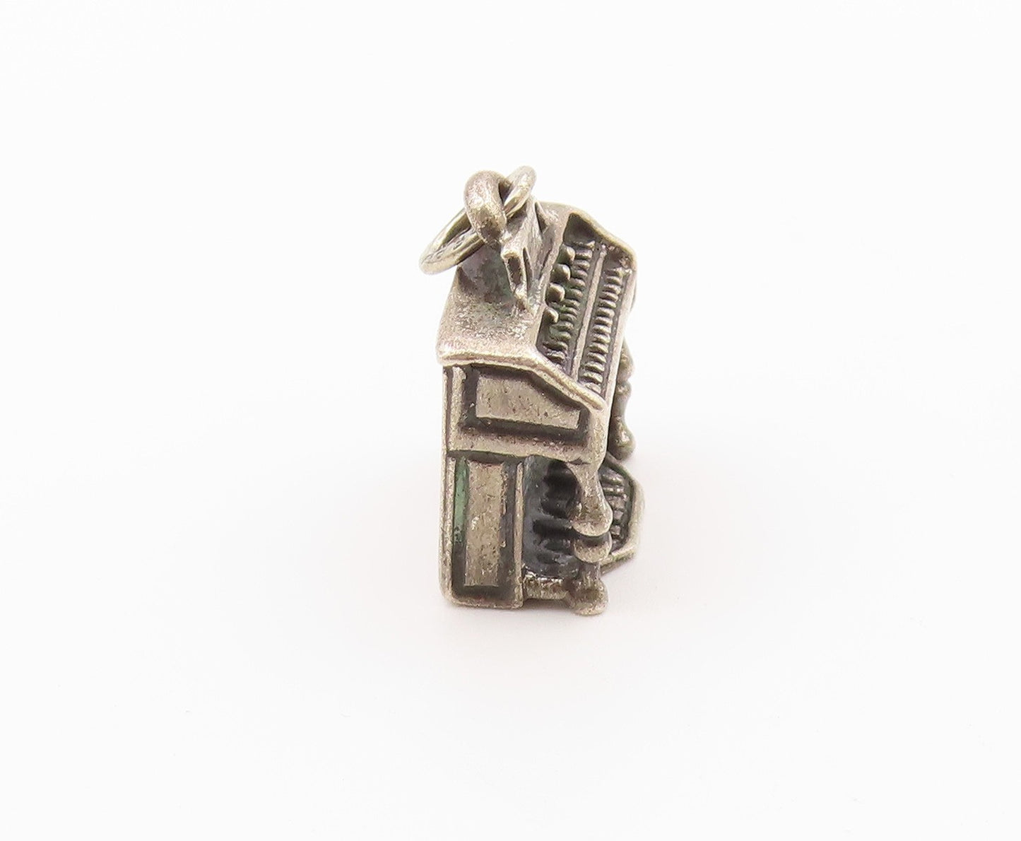 925 Sterling Silver  Vintage Oxidized Petite Wall Piano Pendant  PT16407