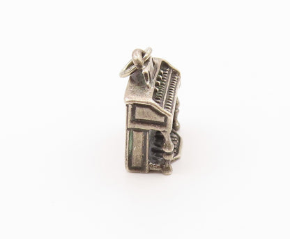 925 Sterling Silver  Vintage Oxidized Petite Wall Piano Pendant  PT16407