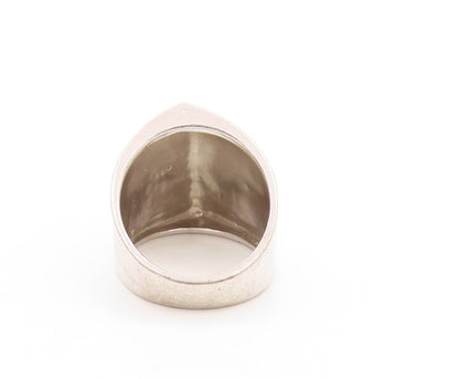 925 Sterling Silver Vintage Ring Sparkling Geometric Signet Band  Sz 7  RG33677