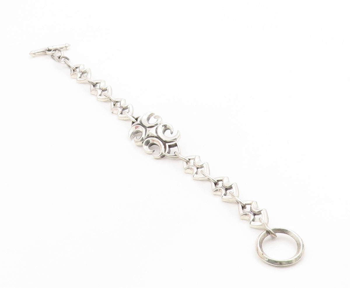 925 Sterling Silver Vintage Bracelet Intricate Gothic Scrollwork Link  BT11676