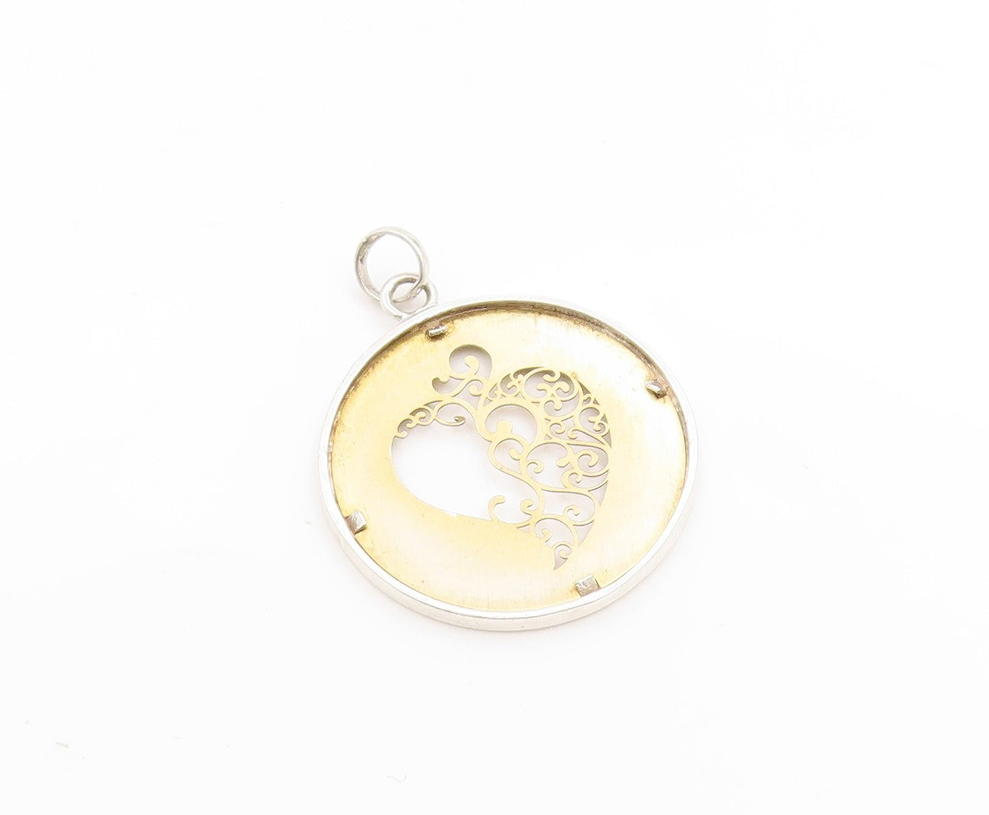 925 Sterling Silver Vintage Pendant I Adore You  Aunt Love Heart Medal  PT25270