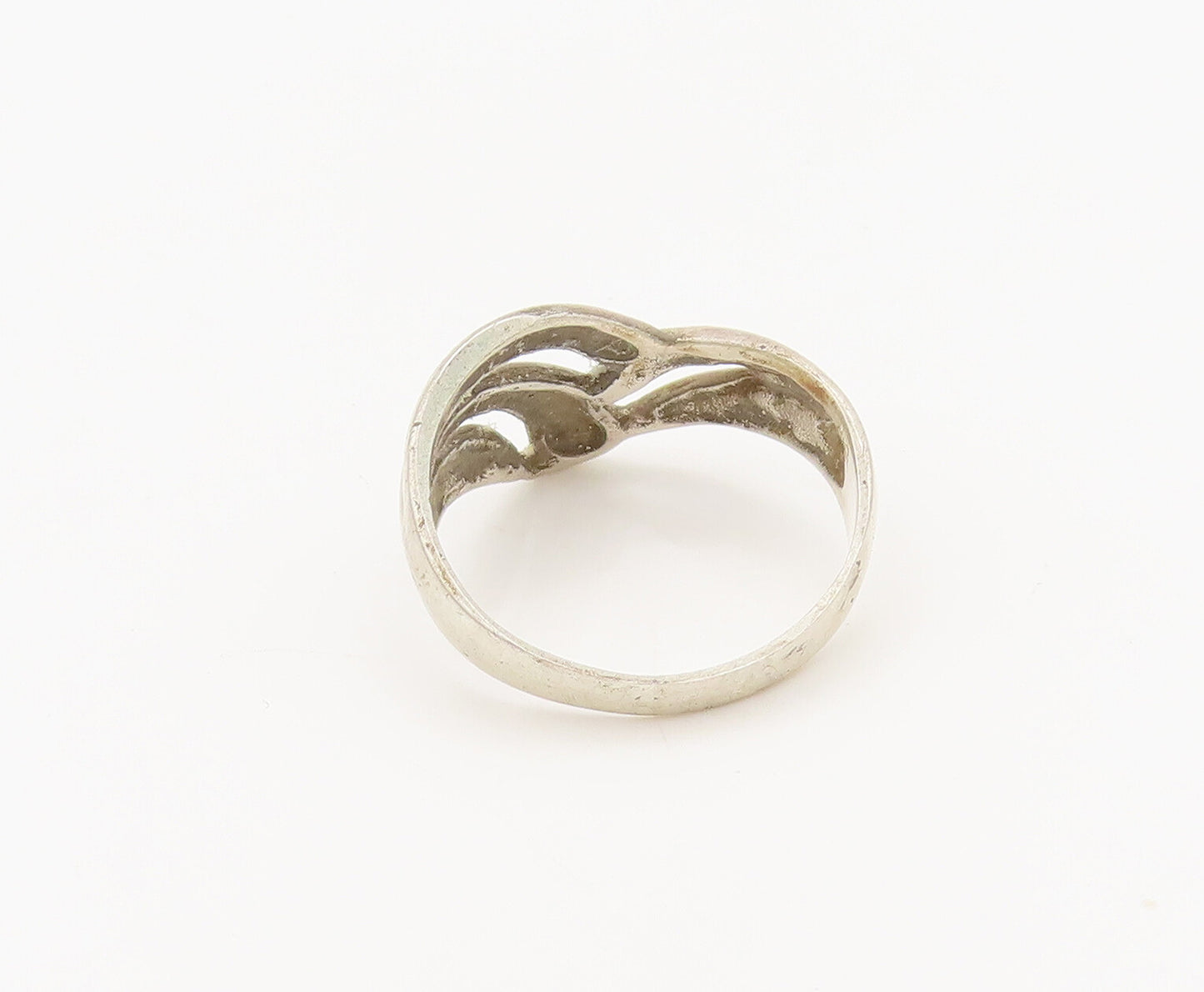 925 Sterling Silver  Vintage Modernist Solid Swirl Cutout Ring Sz 6  RG27186