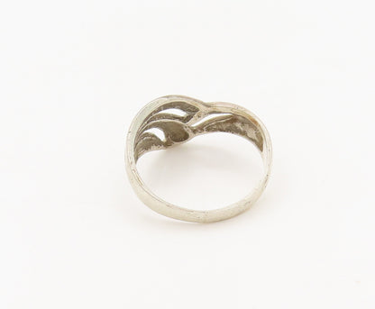 925 Sterling Silver  Vintage Modernist Solid Swirl Cutout Ring Sz 6  RG27186