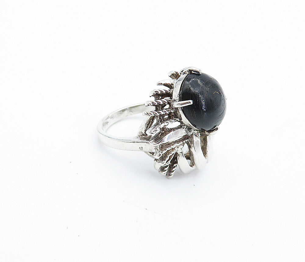 925 Sterling Silver  Vintage Black Onyx Twist Cocktail Ring Sz 6.5  RG4275