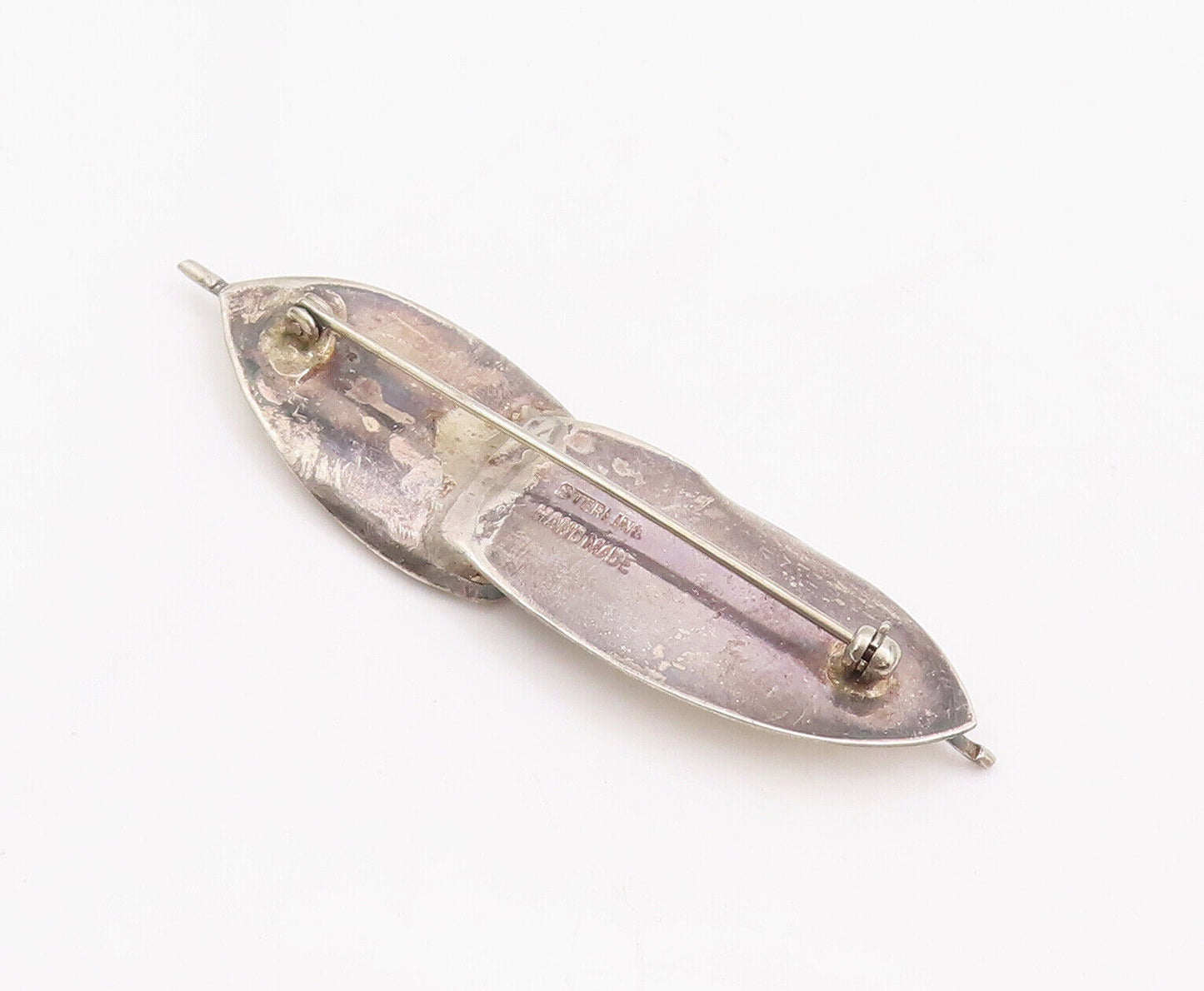 925 Sterling Silver Vintage Brooch Pin Solid Carved Overlapping Leaves  BP10947