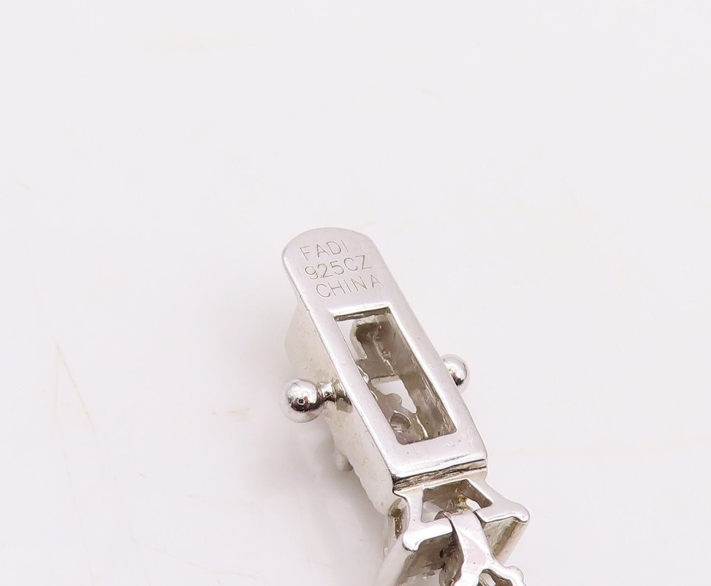 925 Sterling Silver Vintage Bracelet Triangle & Round Cut Topaz BT10858