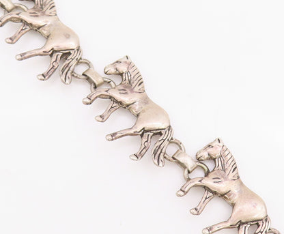 925 Sterling Silver Vintage Bracelet GLENN SANDOVAL NAVAJO Horse Link  BT11830