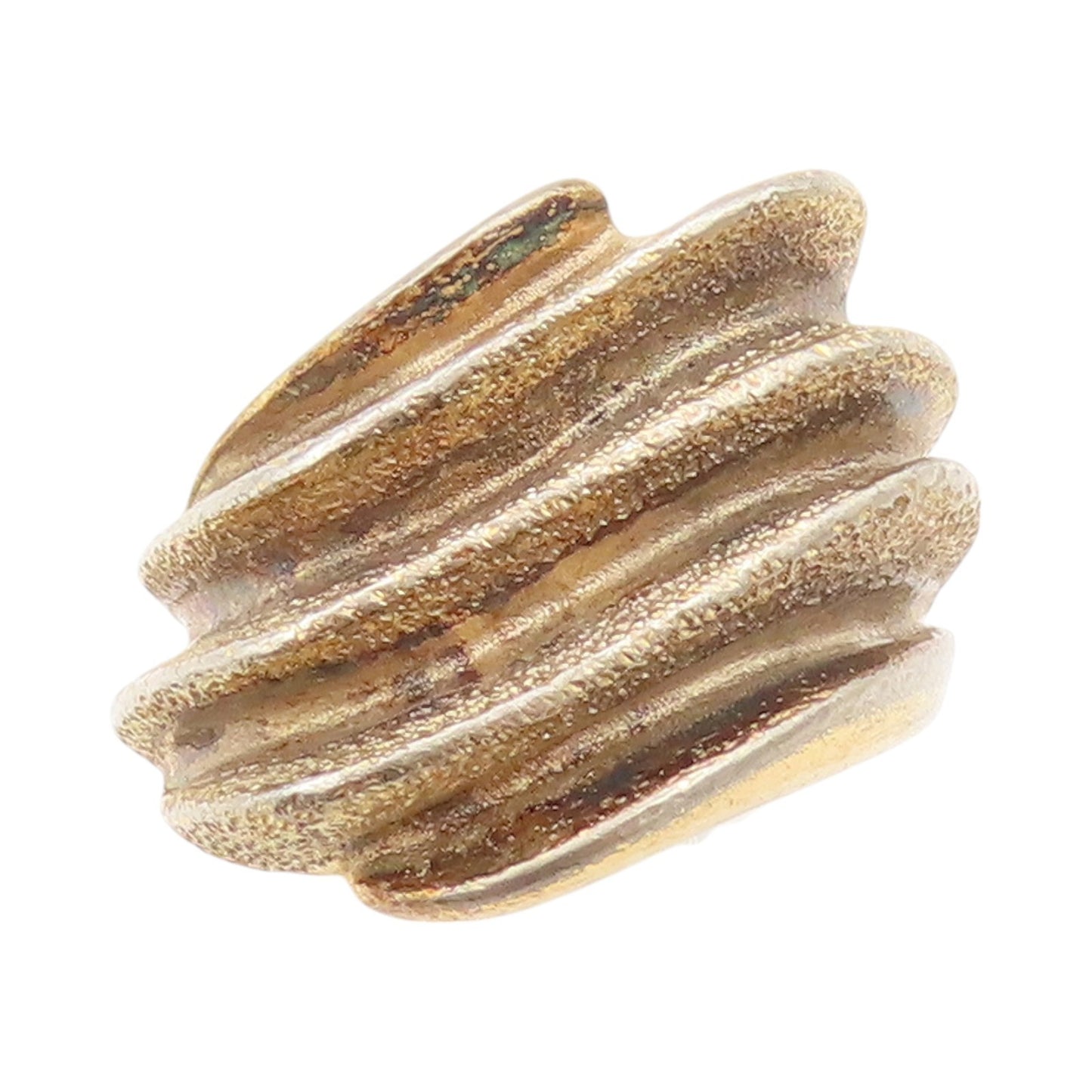 925 Sterling Silver Vintage Ring Gold Plated Designer Carved Wave Sz 7.5 RG32871