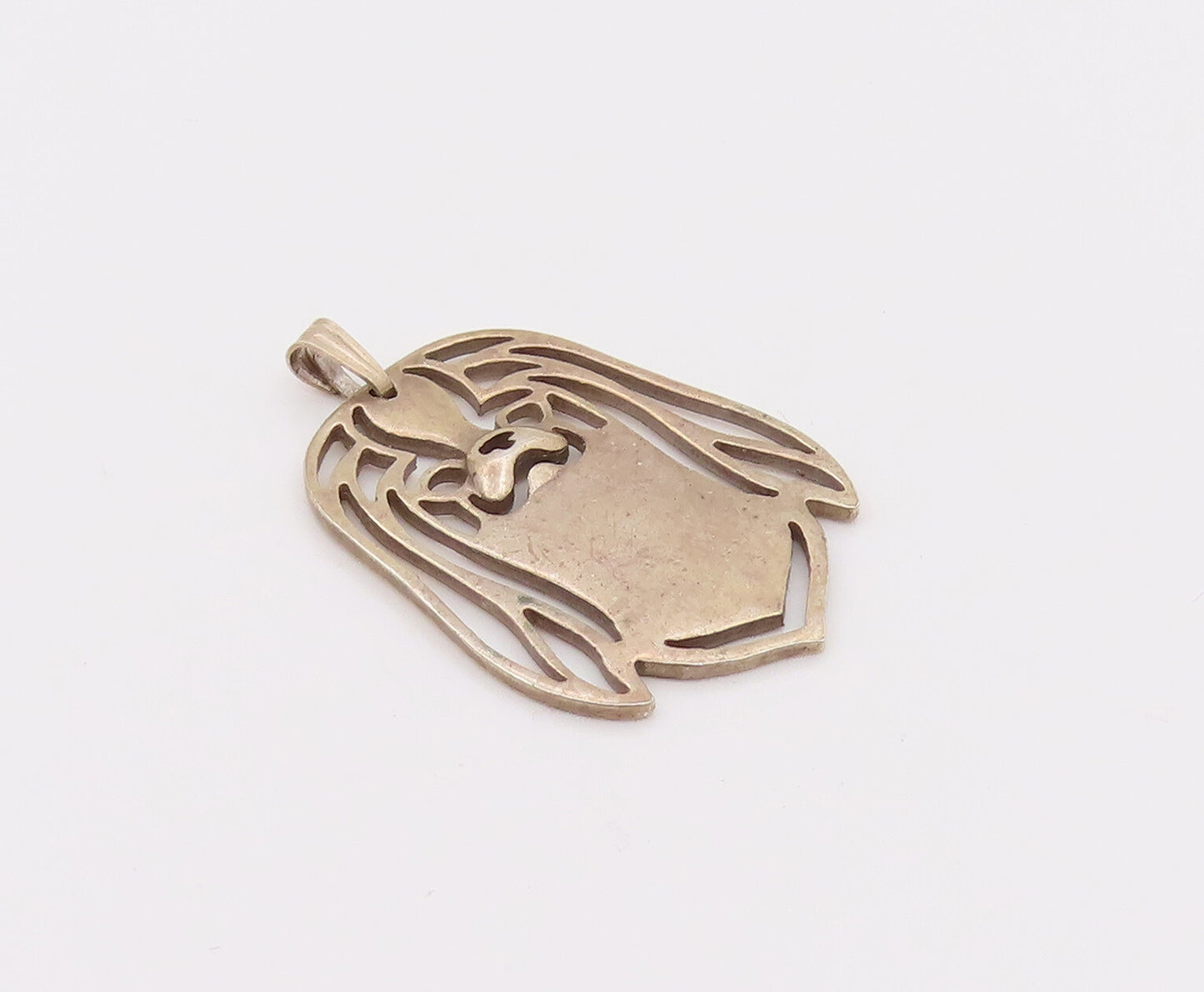 925 Sterling Silver  Vintage Happy Dog Outline Cutout Pendant  PT22180
