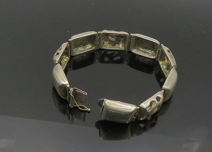 DESIGNER 925 Silver  Vintage Cutout Dome Hinge Link Chain Bracelet  BT8322