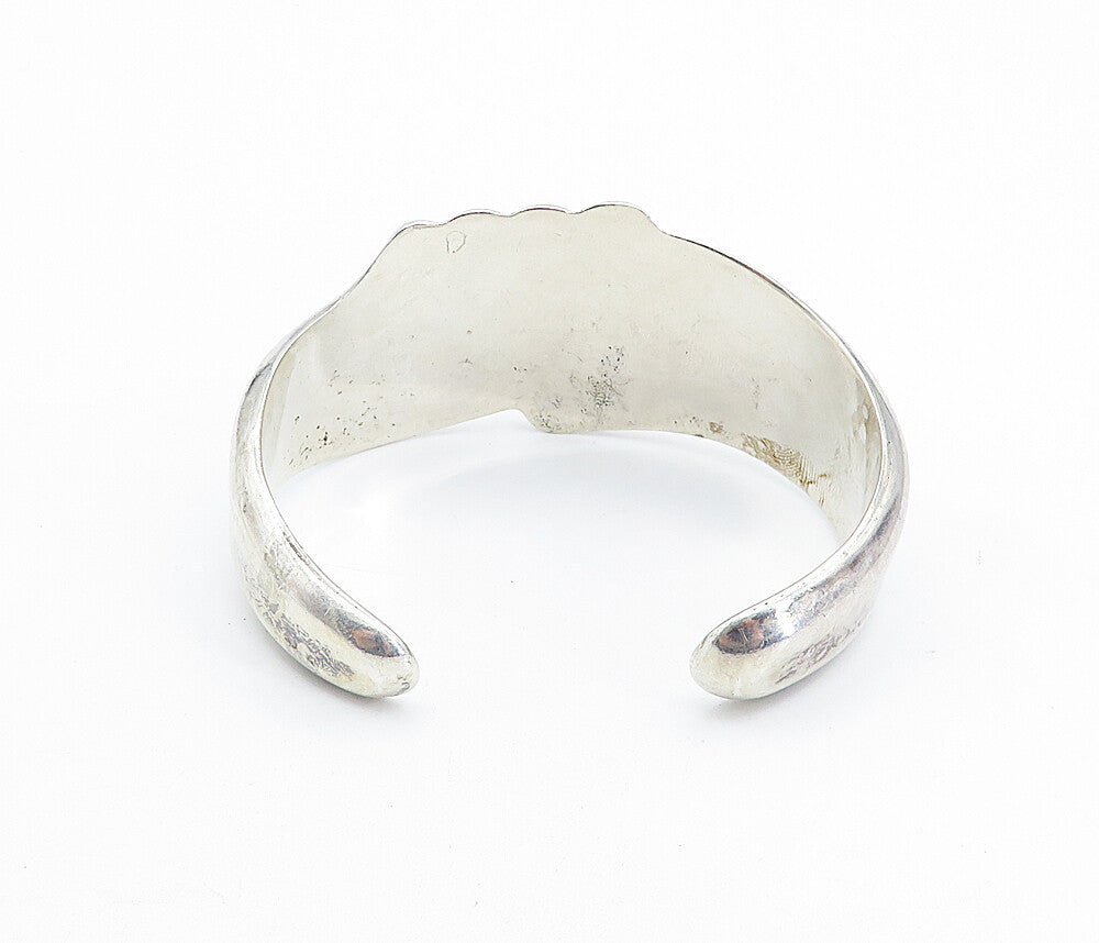 LOS BALLESTEROS 925 Silver Vintage Fluted Swirl Bypass Cuff Bracelet BT3103