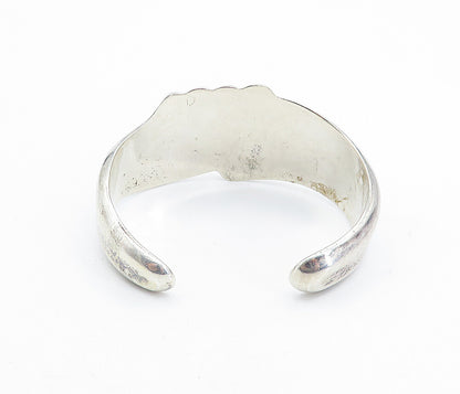 LOS BALLESTEROS 925 Silver Vintage Fluted Swirl Bypass Cuff Bracelet BT3103