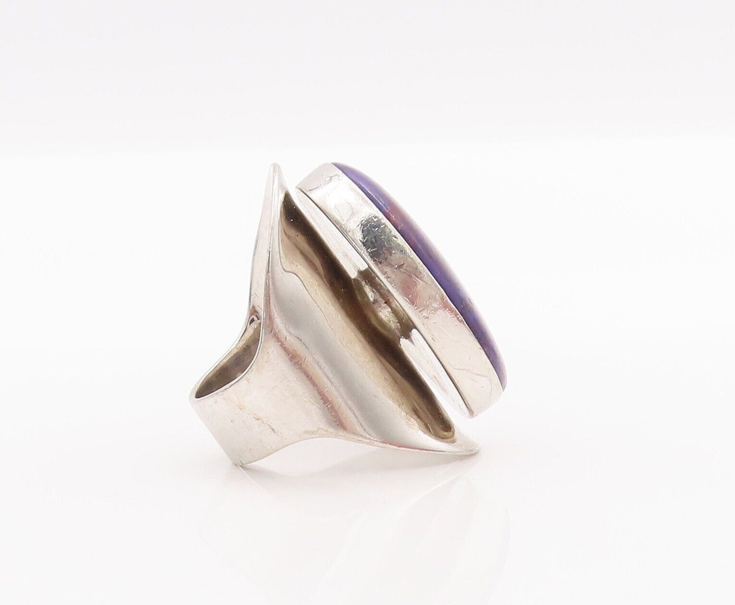 925 Sterling Silver Vintage Ring Oval Cabochon Purple Turquoise  Sz 6  RG28355