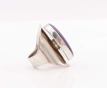 925 Sterling Silver Vintage Ring Oval Cabochon Purple Turquoise  Sz 6  RG28355