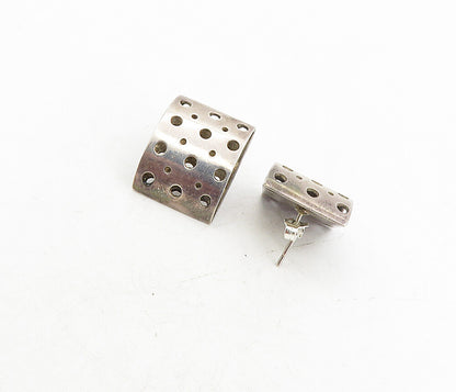 GEOART 925 Silver  Vintage Cutout Dotted Pattern Square Drop Earrings  EG4513