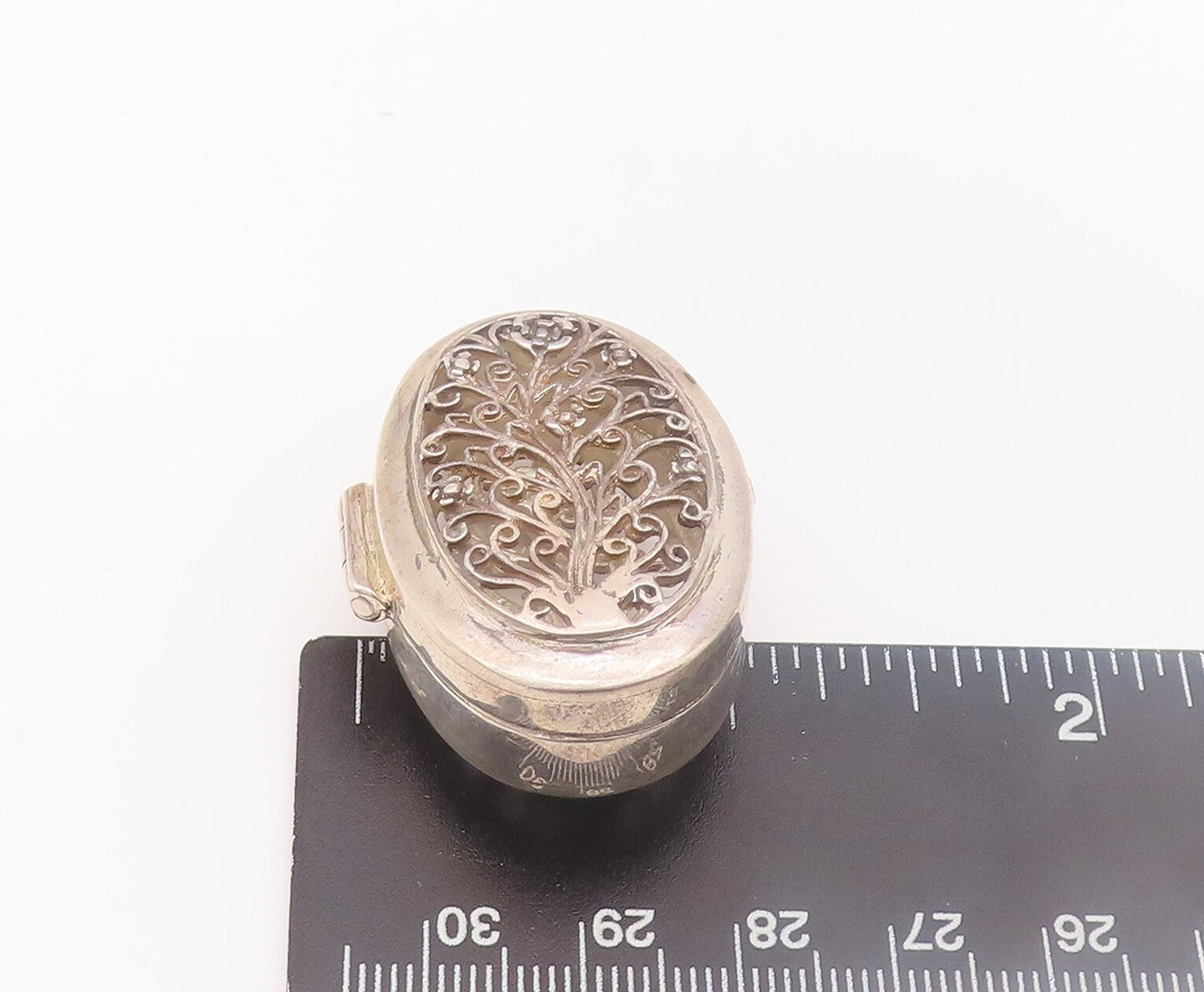 925 Sterling Silver Vintage Jewelry Box Swirly Cutout See Through Carved  TR3736