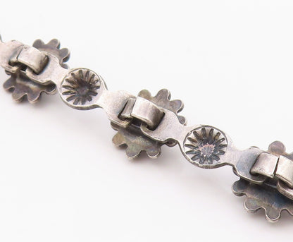 925 Sterling Silver Vintage Bracelet Classic Sunburst & Floral Chain  BT12137
