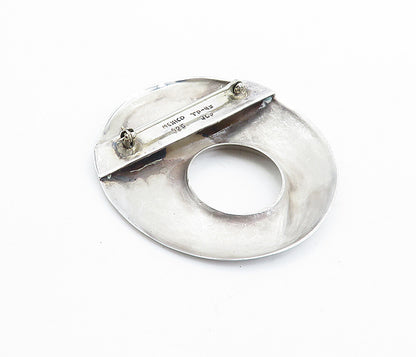 MEXICO 925 Sterling Silver  Vintage Polished Open Circle Brooch Pin  BP2633